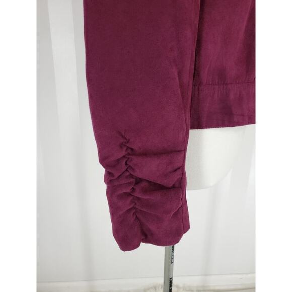 DRESSBARN Women's Dark Purple Open Front Velvet Jacket Sz S - Picture 7 of 11